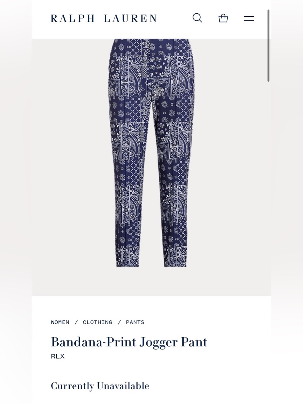 Women’s Ralph Lauren RLX Bandana-Print Jogger Pants